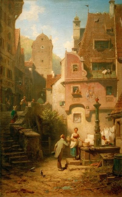 Well-Wisher Presents Flower Bouquet (The Eternal Bridegroom) by Carl Spitzweg